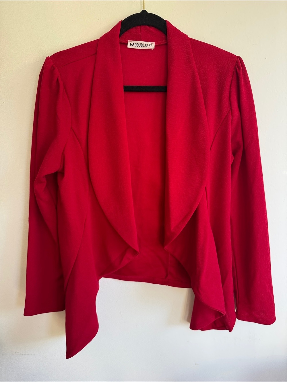 Doublju Bright Red Open-Front Draped Blazer